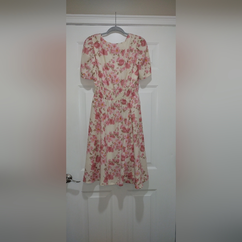 Rabbit Rabbit Rabbit Floral Midi Dress - Pink and Cream - Picture 4 of 7